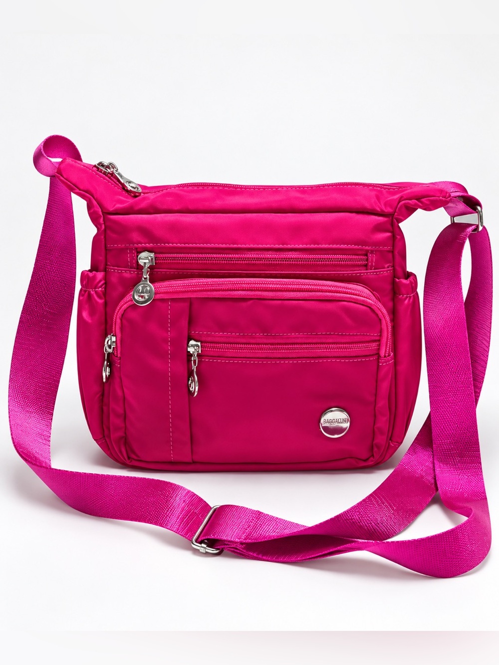 Jiel Shi Water-Resistant Nylon Crossbody/Shoulder Bag Bright Pink